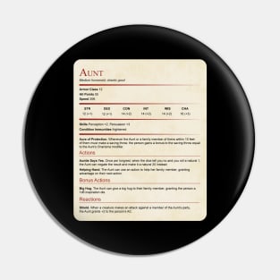 D&D Aunt Statblock Pin