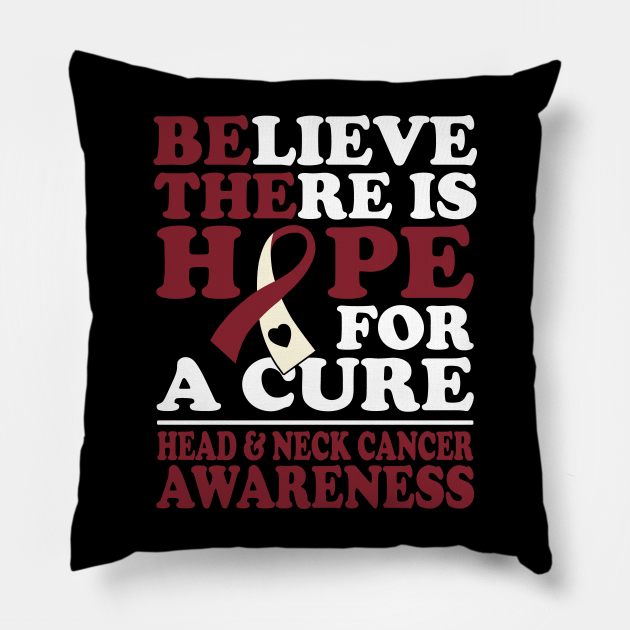 Believe There Is Hope Head & Neck Cancer Awareness Pillow by mateobarkley67