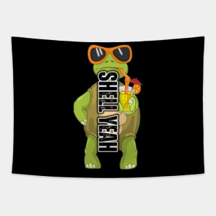 Shell Yeah – Funny Turtle Pocket Shirt in Black & White Tapestry