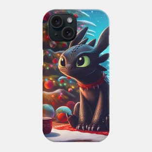 Christmas Dragon Wonderland: Festive Art Prints Featuring Whimsical Dragon Designs for a Joyful Holiday Celebration! Phone Case