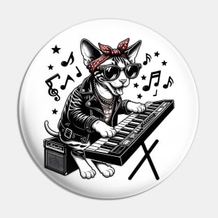 Devon Rex Cat Playing Keyboard Pin