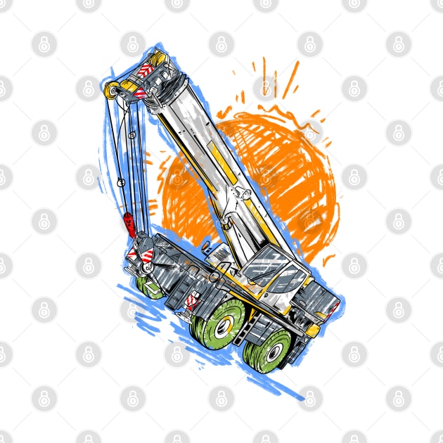 Mobile Crane Kiddy Drawing by damnoverload