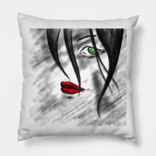 the eye of the woman art ecopop surreal design Pillow