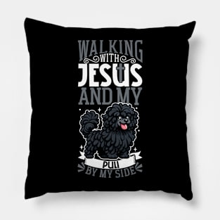 Jesus and dog - Hungarian Puli Pillow