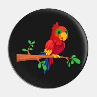 Adorable red talking parrot Pin