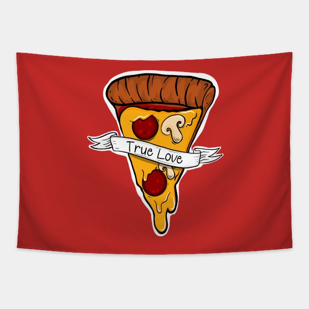 True Love Pizza is My Valentine Tapestry by SusanaDesigns