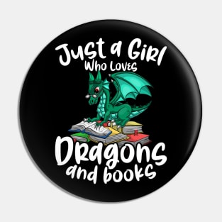 Just A Girl Who Loves Dragons And Books Reading Dragon Pin