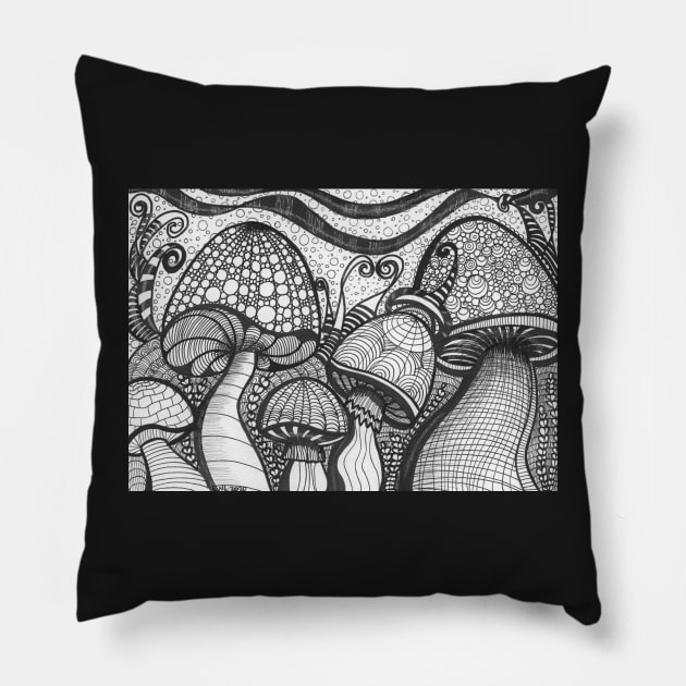 Color me Mushrooms coloring page Pillow by Nathalodi