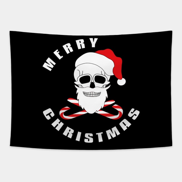 Merry Christmas Skull Tapestry by flyinghigh5