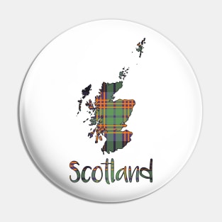 Scotland Halloween Coloured Tartan Map Typography Design Pin