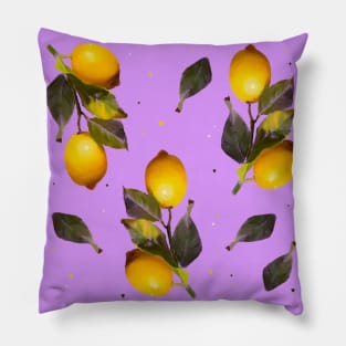 Seamless pattern with lemons and leaves Pillow