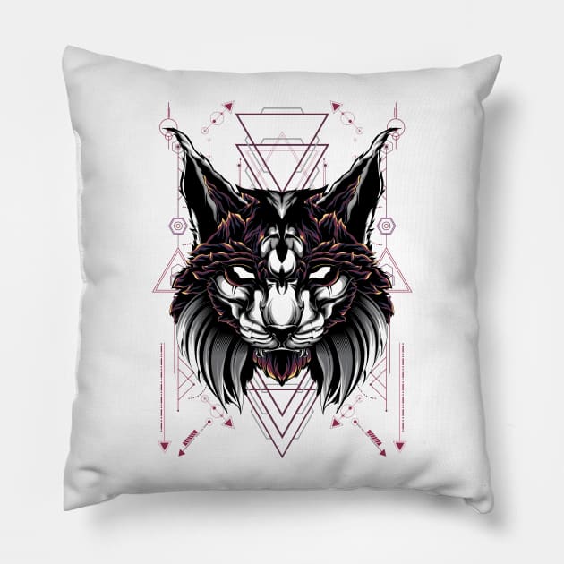 Lynx cat sacred geometry Pillow by secondsyndicate