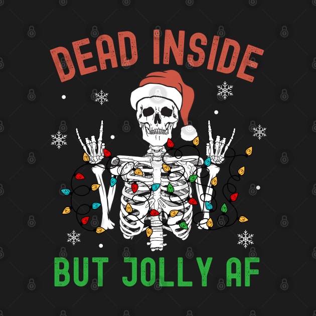 Dead Inside But Jolly AF Rocker Skeleton Santa by Hypnotic Highs