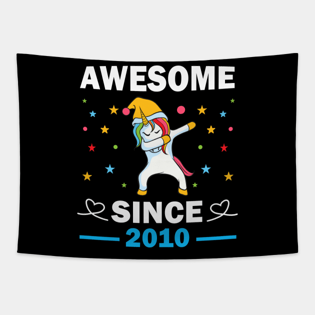 Dabbing unicorn awesome since 2010 Tapestry by madani04