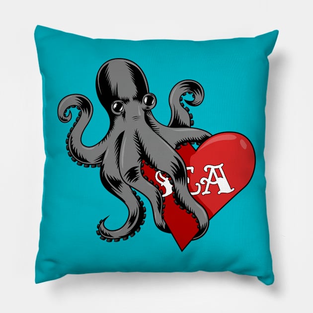 I just love Octopus and Sea. Pillow by W.Pyzel