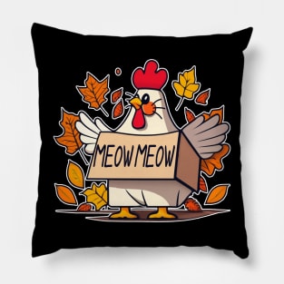 Funny Turkey Cat Meow Thanksgiving Day Shirt For Men Women Pillow