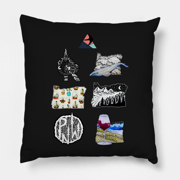 Oregon Sticker Pack Pillow by rikabird17