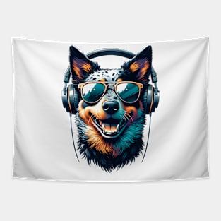 Lancashire Heeler Smiling DJ in Artistic Style Tapestry