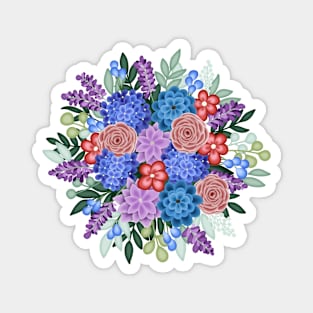 Red, Purple and Blue Floral bouquet Magnet