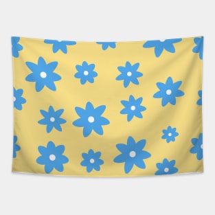 Retro ornament with blue flowers. Tapestry