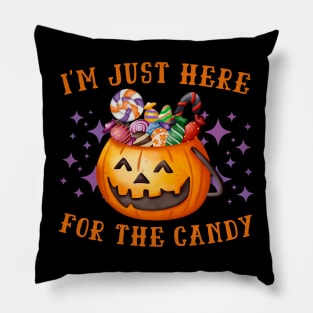 I'm Just Here For The Candy Funny Lazy Halloween Costume Pillow