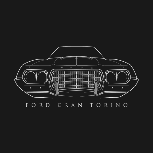 1972 Ford Gran Torino - front stencil, white T-Shirt