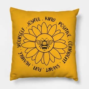 Bee Kind, Stay Positive, Be Yourself Funny Bee Lover Shirt Pillow