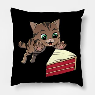 American Bobtail Cat excited to eat Red Velvet Cake Pillow