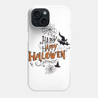 Happy Halloween typography poster with handwritten calligraphy text illustration Phone Case