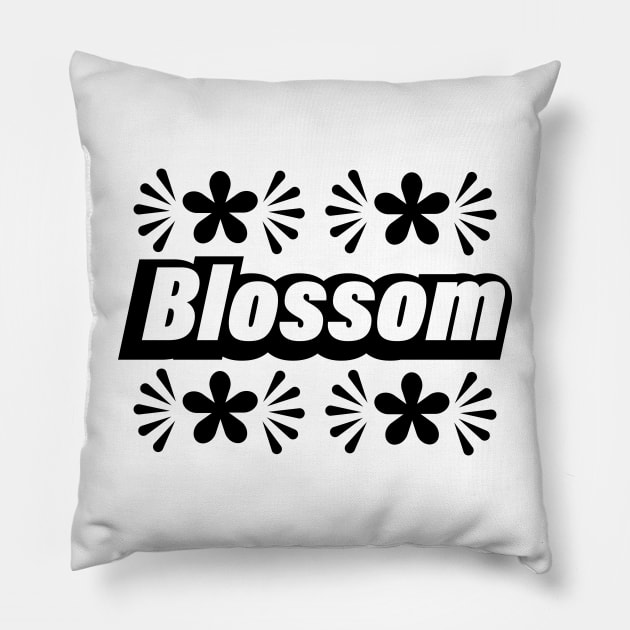 Blossom blossoming typographic logo design Pillow by BL4CK&WH1TE 