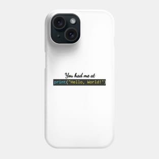 Hello World  python code Phone Case