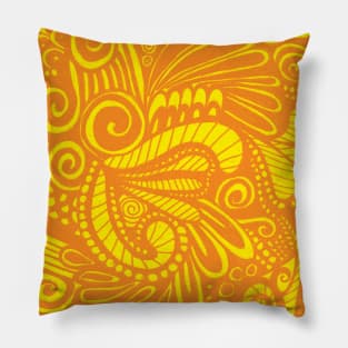 Tangerine Tiki Parrot Pillow