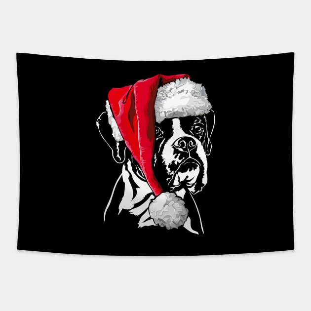 Boxer Dog Santa Christmas dog Tapestry by wilsigns
