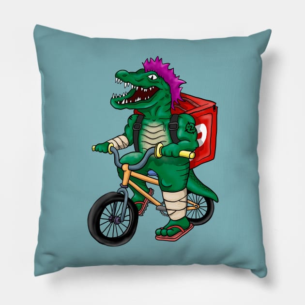 Punk Delivery Cocodrile Pillow by Tienda Random