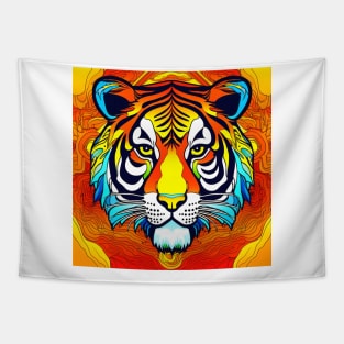 Psychedelic Art Tiger Head Tapestry