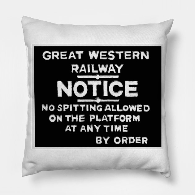 GWR No Spitting Sign Pillow by Random Railways