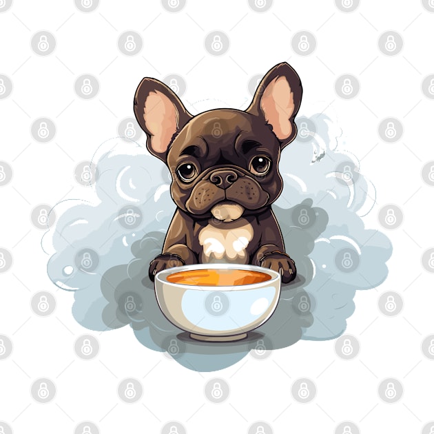 French Bulldog Drinking Coffee by Graceful Designs