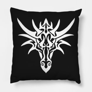 Tribal Dragon - White Pillow