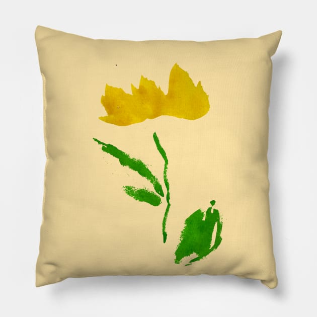 Dainty Yellow Flower Pillow by watercurls