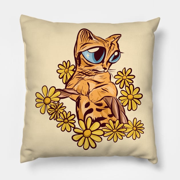 Big eyes kitty Pillow by Mimie20