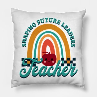 Retro Teacher Shaping Future Leaders Pillow