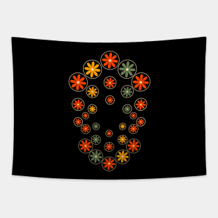 Colorful Floral Outline Circles Tapestry