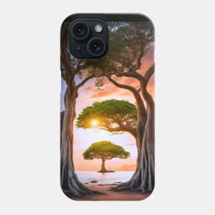 Layered Surreal Banyan Tree Sunset Phone Case