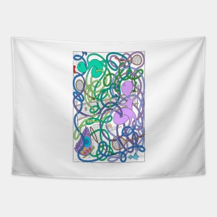 Mr Squiggly Tennis Match Tapestry