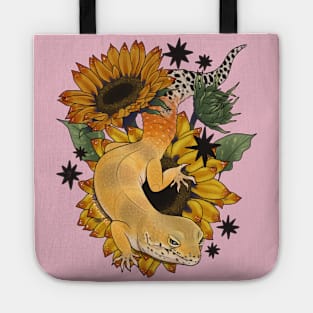 Leopard Gecko with Sunflowers Tote