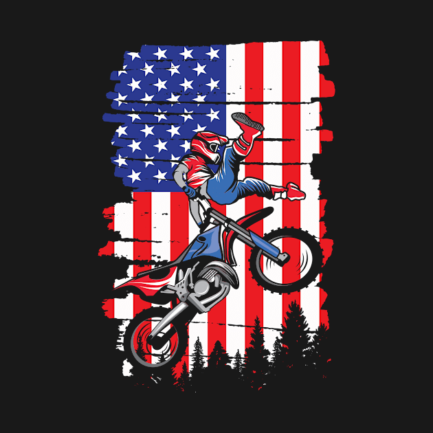 Cool Dirt Bike Racing American Flag 4th of july Men Present by Norine Linan 