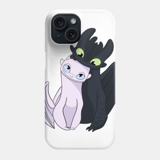 Couple dragons, toothless and light fury in love, fanart how to train your dragon Phone Case