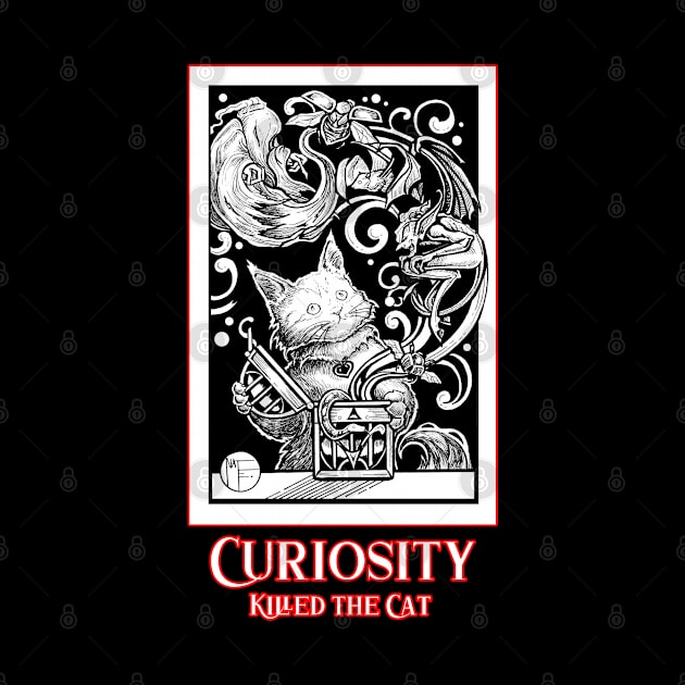 Opening Pandora's Box - Curiosity Killed The Cat - Red Outlined Version by Nat Ewert Art