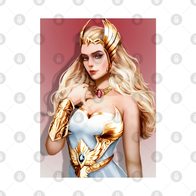 She-Ra with Broskull Necklace Character Art with BG V.2 by CastleBroskull