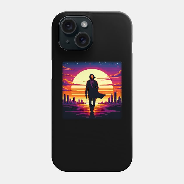 Pixel John Wick Sunset Ichi Phone Case by Amado ⭐⭐⭐⭐⭐